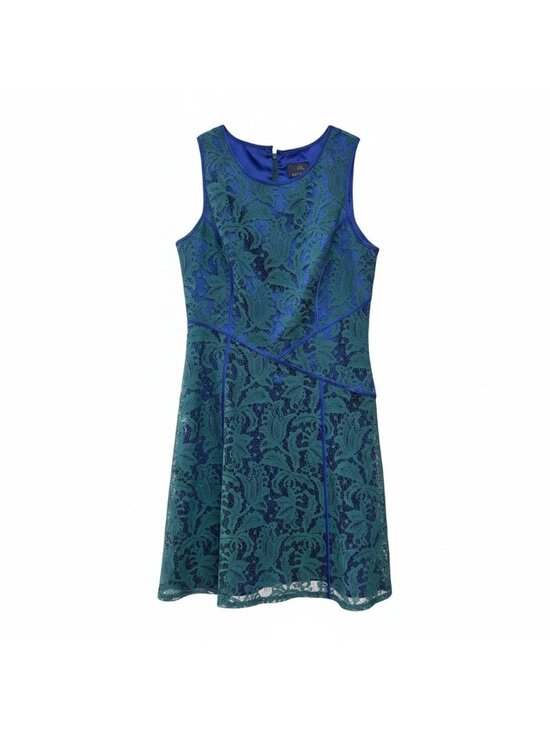 Adrianna Papell Dresses & Skirts - Adrianna Papell Sleeveless Green & Blue Lace Fit & Flare Dress Size M
